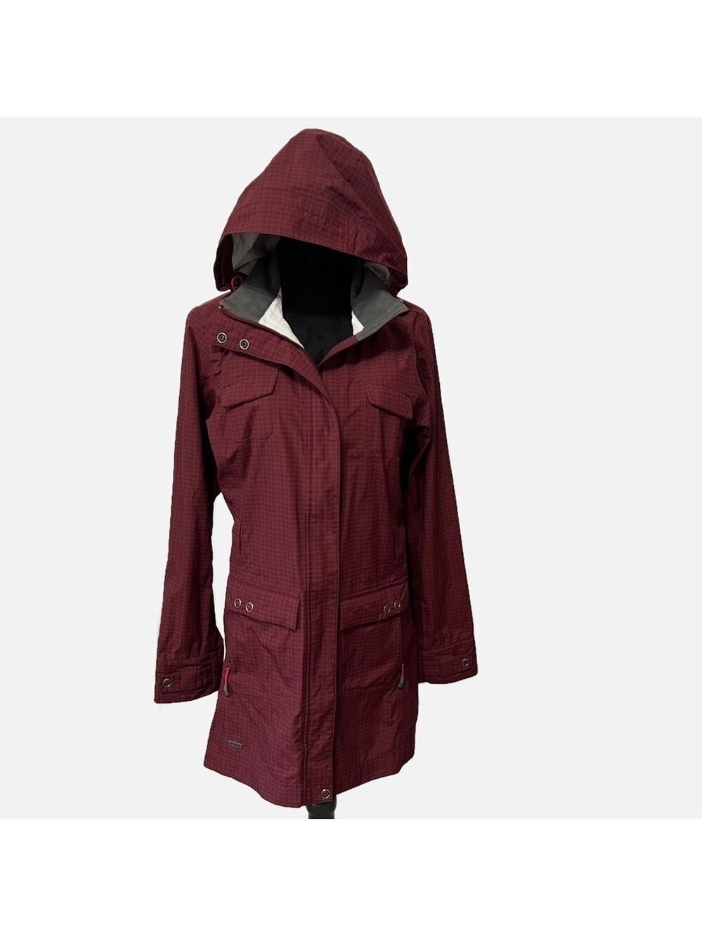 Outdoor Research Women’s Trench Raincoat Hood Pockets Nylon SML Burgundy No Belt